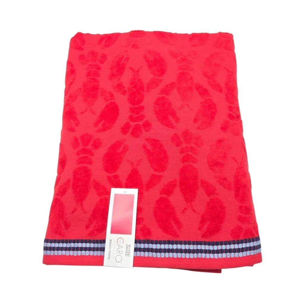 Caro Home Lobster Dance Red Beach Towel Absorbent Quick Dry 36x68 Pool Spa